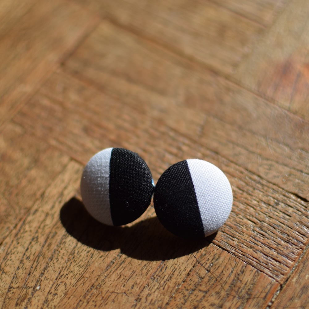 Handmade Black & White Button Earrings